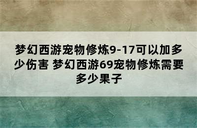 梦幻西游宠物修炼9-17可以加多少伤害 梦幻西游69宠物修炼需要多少果子